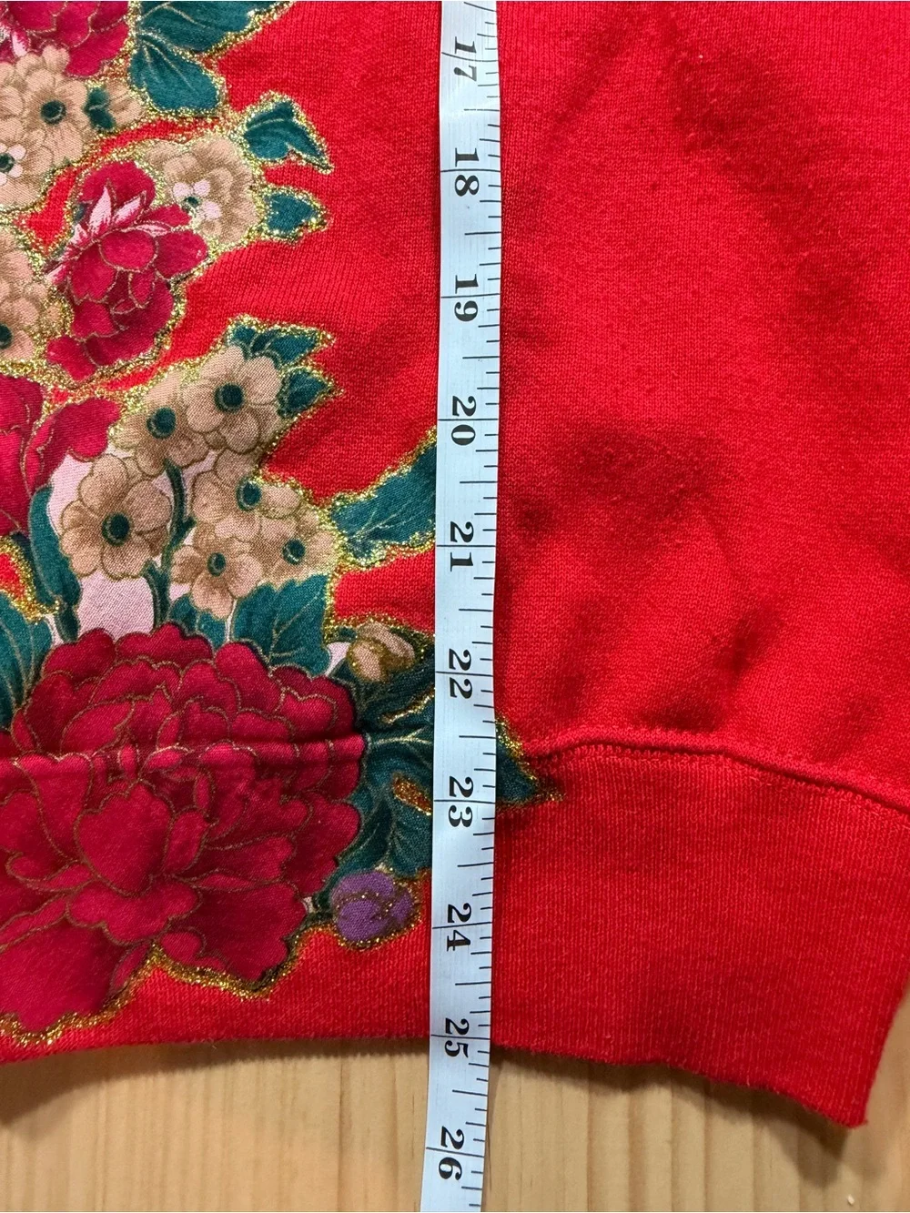 Hanes Red Cardigan Sweater with Floral Embroidery